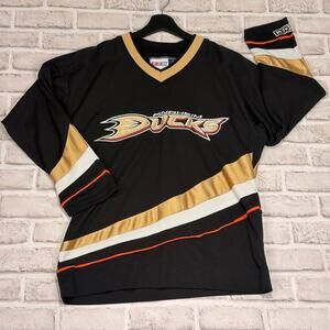 Anaheim Ducks NHL CCM Hockey Jersey Youth L/XL Black Gold Red